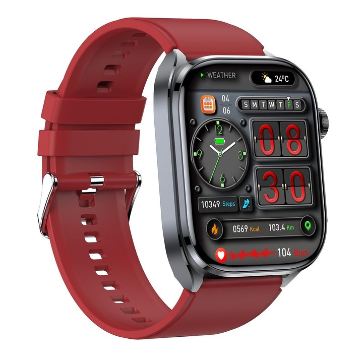 ET572 2.0 inch Color Screen Smart Watch Silicone Strap, Support Supports Health Monitoring / ECG(Red)