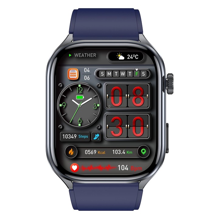 ET572 2.0 inch Color Screen Smart Watch Silicone Strap, Support Supports Health Monitoring / ECG(Blue)