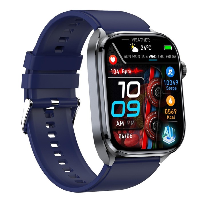 ET572 2.0 inch Color Screen Smart Watch Silicone Strap, Support Supports Health Monitoring / ECG(Blue)