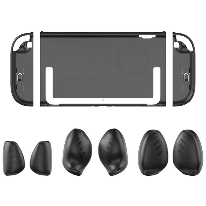 For Nintendo Switch 2 Split-style Console Protective Case with Three Sets of Interchangeable Grips (Large, Medium, Small)(Black