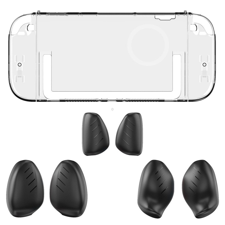 For Nintendo Switch 2 Split-style Console Protective Case with Three Sets of Interchangeable Grips (Large, Medium, Small)(Transp