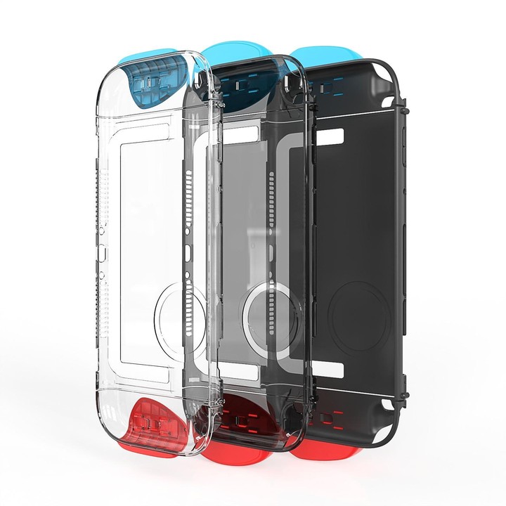 For Nintendo Switch 2 Split-style Console Protective Case with Three Sets of Interchangeable Grips (Large, Medium, Small)(Transp