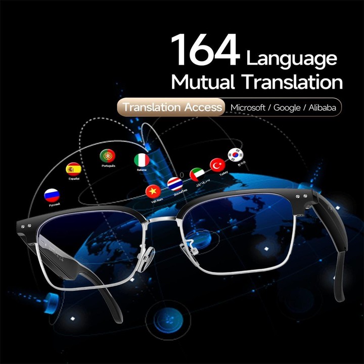 W100D Smart Glasses, Support AI Intelligent Translation / AI Conversation / BT Calling(White)