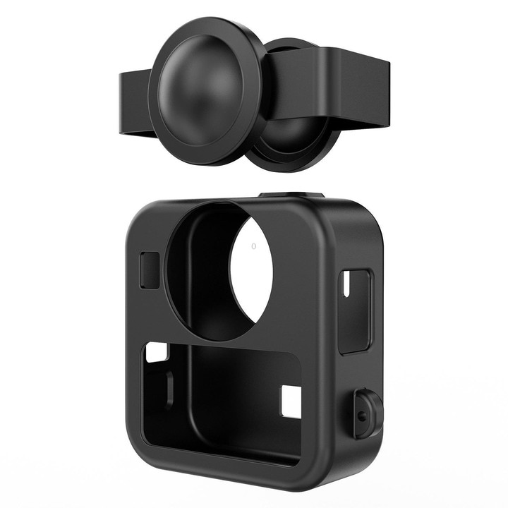 For GoPro MAX2 Body Silicone Protective Shell with Dual Lens Caps Cover & Strap & Battery Side Cover