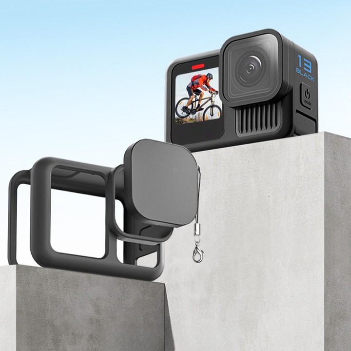 For GoPro HERO13 Black Silicone Protective Cover with Wrist Strap & Lens Cover & Side Interface Cover