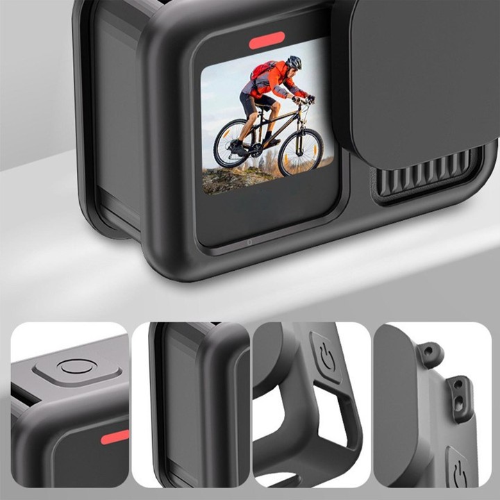 For GoPro HERO13 Black Silicone Protective Cover with Wrist Strap & Lens Cover & Side Interface Cover