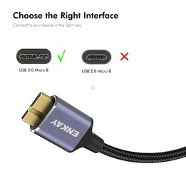 ENKAY 2 in 1 USB 3.0 / Type-C to USB 3.0 Micro-B 5Gbps Data Camera Hard Drive Cable, Length:0.25m