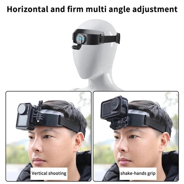 For DJI Action 5 Pro / 4 / 3 Hands-Free Driving Recorder & Sports Camera Mount Head Strap Headband Extended Mount