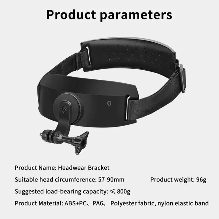 For DJI Action 5 Pro / 4 / 3 Hands-Free Driving Recorder & Sports Camera Mount Head Strap Headband Extended Mount