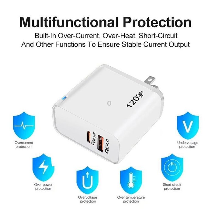 TE-PD65 GaN PD 65W + QC4.0 USB Fully Compatible Protocol Charger for MacBook ，US Plug(Black)