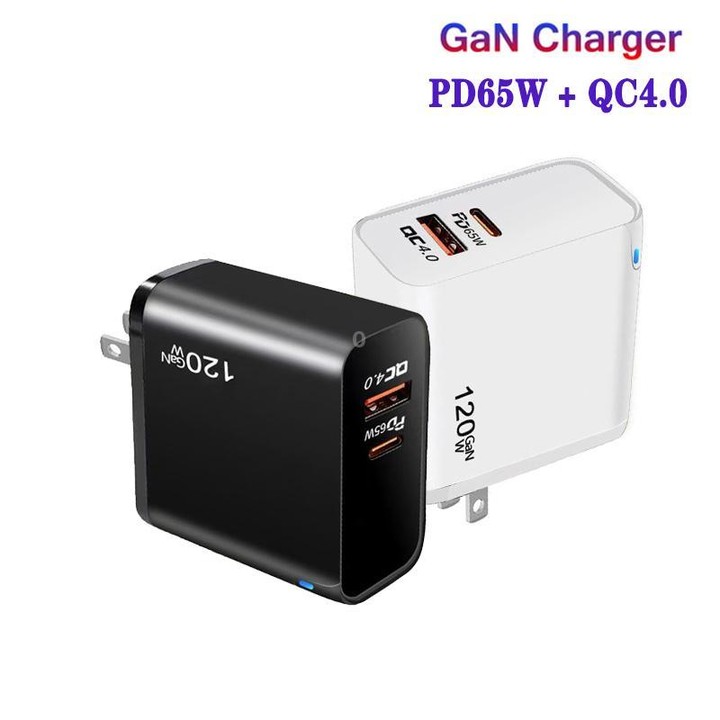 TE-PD65 GaN PD 65W + QC4.0 USB Fully Compatible Protocol Charger for MacBook ，US Plug(Black)