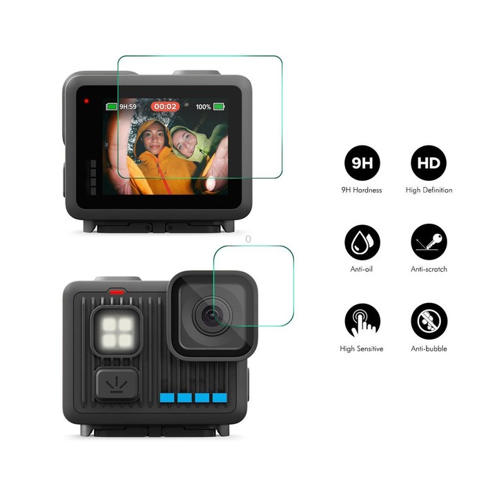 For GoPro LIT HERO 2 Sets ENKAY 0.2mm 9H Tempered Glass Screen Protector Front ＆ Back Camera Film