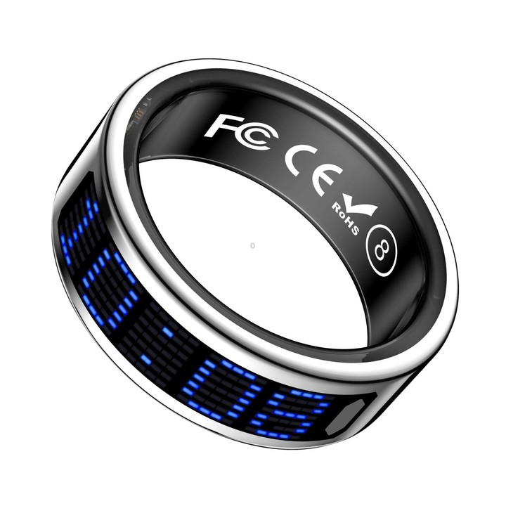 SR16 SIZE 8 Smart Ring, Support Heart Rate / Blood Oxygen / Sleep Monitoring / Multiple Sports Modes(Silver)