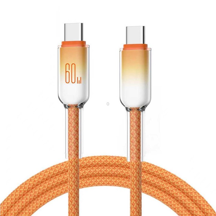 ENKAY PD60W Type-C to Type-C Gradient Color Nylon Braided Charging Data Cable, Length:1m(Orange)