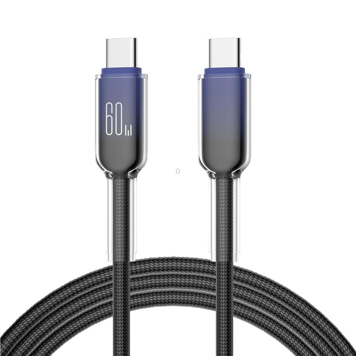 ENKAY PD60W Type-C to Type-C Gradient Color Nylon Braided Charging Data Cable, Length:1m(Dark Blue)
