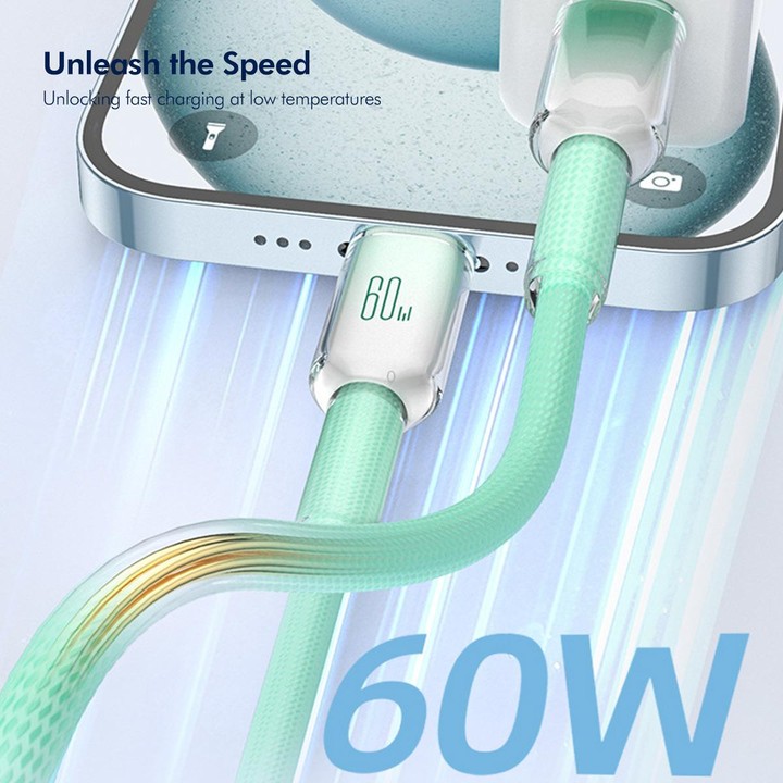 ENKAY PD60W Type-C to Type-C Gradient Color Nylon Braided Charging Data Cable, Length:1m(Dark Blue)