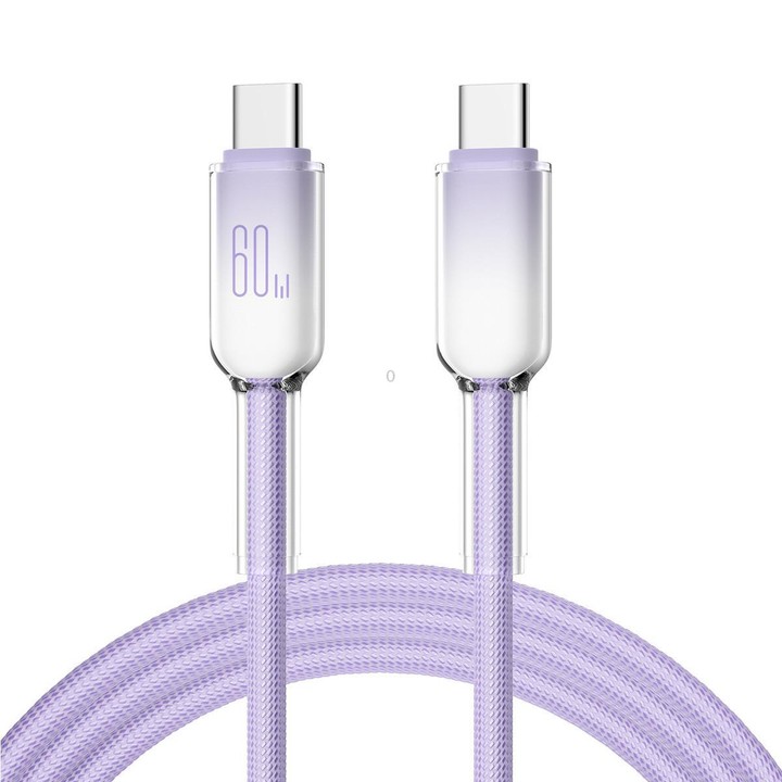 ENKAY PD60W Type-C to Type-C Gradient Color Nylon Braided Charging Data Cable, Length:2m(Purple)
