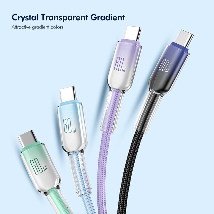 ENKAY PD60W Type-C to Type-C Gradient Color Nylon Braided Charging Data Cable, Length:2m(Purple)