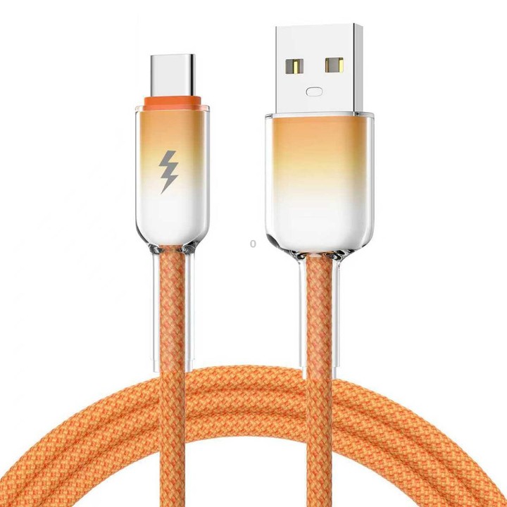 ENKAY 60W USB to Type-C Gradient Color Nylon Braided Fast Charging Data Cable, Length:1m(Orange)