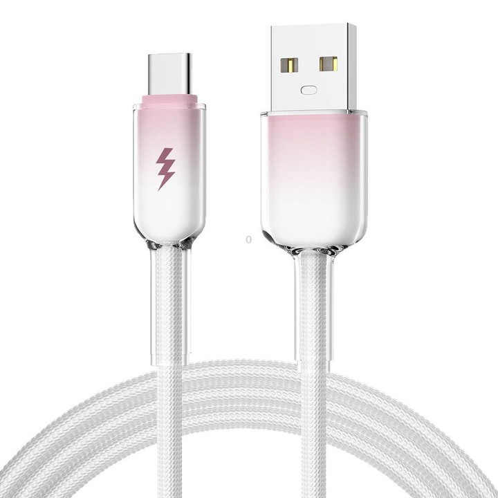 ENKAY 60W USB to Type-C Gradient Color Nylon Braided Fast Charging Data Cable, Length:1m(Pink)