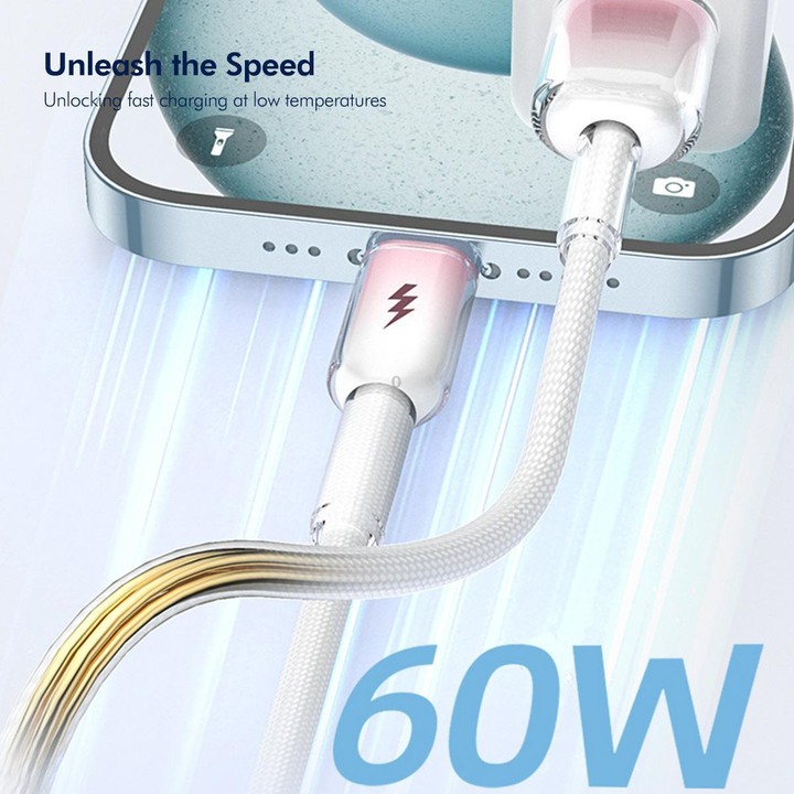 ENKAY 60W USB to Type-C Gradient Color Nylon Braided Fast Charging Data Cable, Length:1m(Purple)