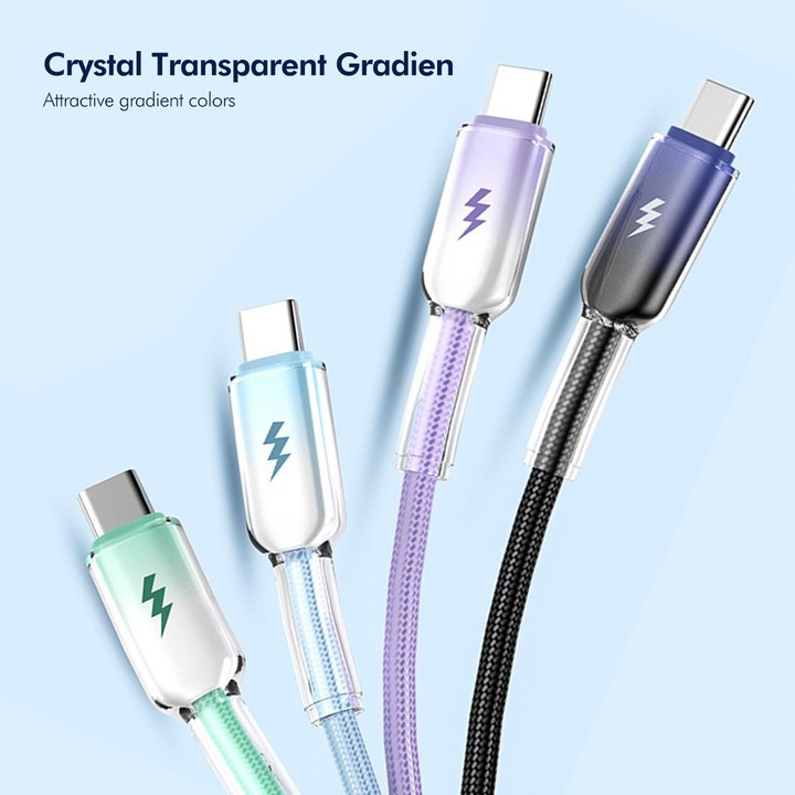 ENKAY 60W USB to Type-C Gradient Color Nylon Braided Fast Charging Data Cable, Length:1m(Purple)