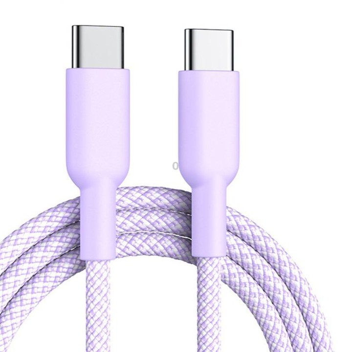 ENKAY ENK-CB182 PD60W Type-C to Type-C Nylon Braided Charging Data Cable, Length:1m(Purple)