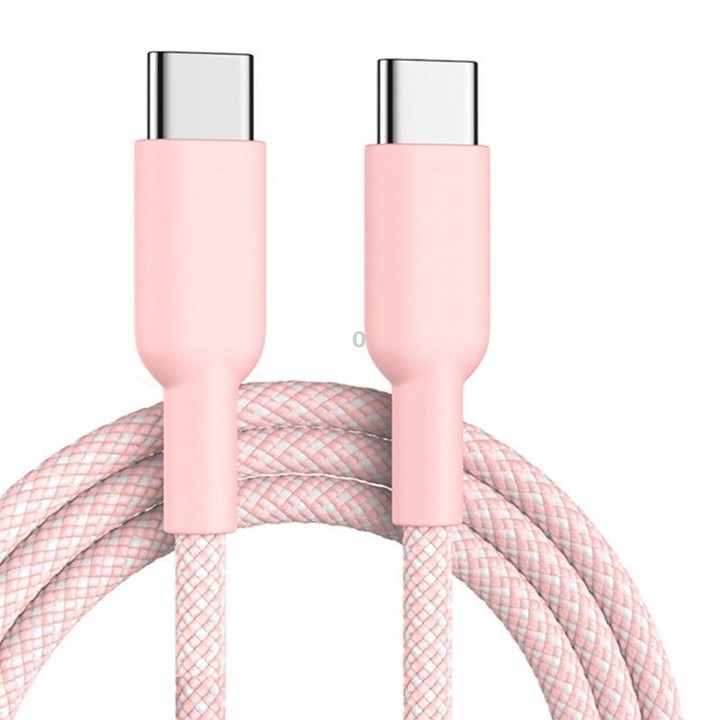 ENKAY ENK-CB182 PD60W Type-C to Type-C Nylon Braided Charging Data Cable, Length:3m(Pink)