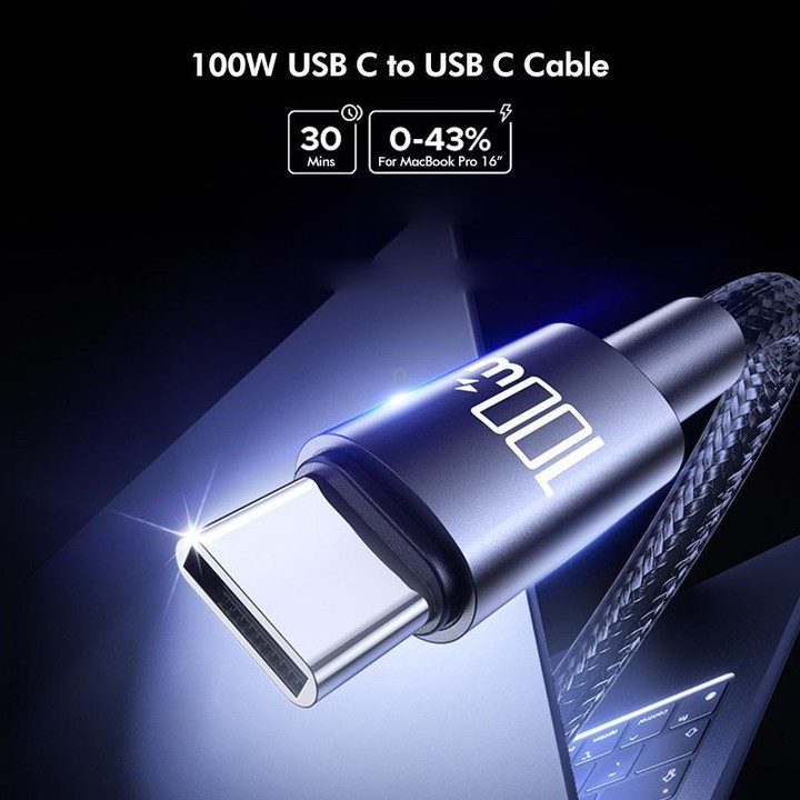 ENKAY PD100W USB-C / Type-C to Type-C Nylon Braided Fast Charging Cable with E-Marker Chip, Length:2m(Pink)