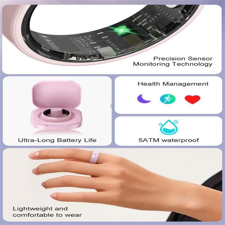 R12 SIZE 10 Smart Ring, Support Heart Rate / Blood Oxygen / Sleep Monitoring / Female Health(Black)