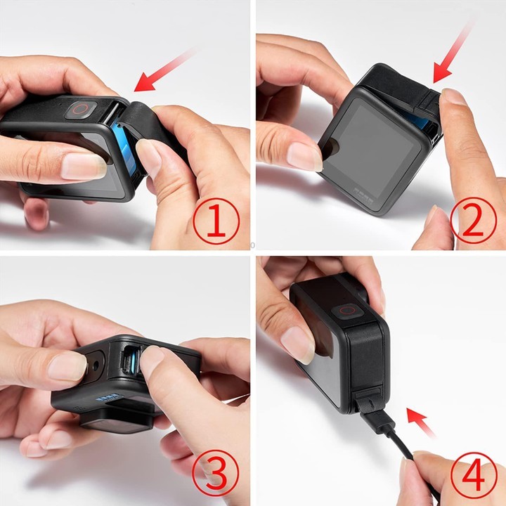 For GoPro HERO13 Black Silicone Case with Lens Cap + 2 Sets Tempered Glass Film + Battery Side Cover + Storage Bag Set