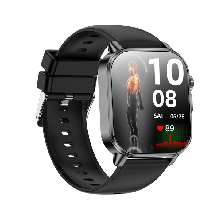 ET571 2.0 inch Color Screen BT Smart Watch Silicone Strap, Support Health Monitoring / ECG(Black)