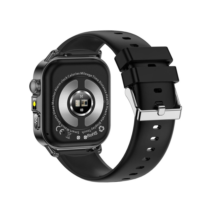 ET571 2.0 inch Color Screen BT Smart Watch Silicone Strap, Support Health Monitoring / ECG(Black)