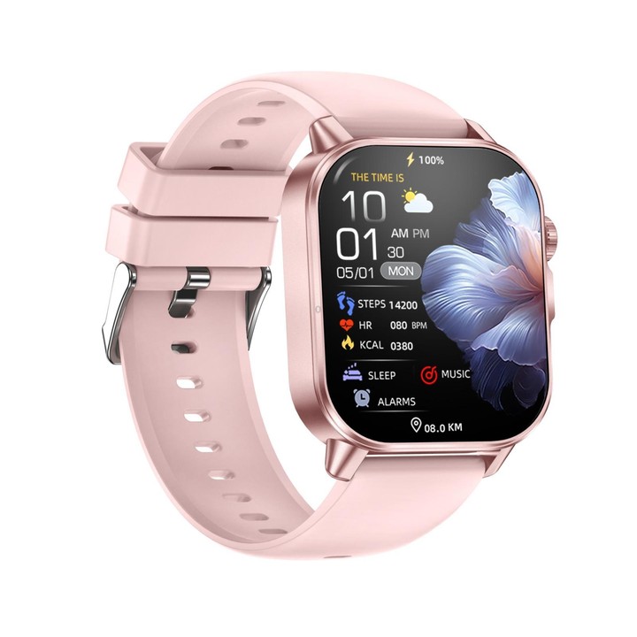 ET571 2.0 inch Color Screen BT Smart Watch Silicone Strap, Support Health Monitoring / ECG(Pink)