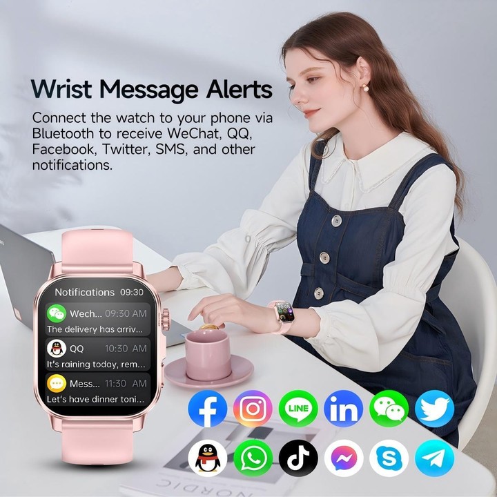ET571 2.0 inch Color Screen BT Smart Watch Silicone Strap, Support Health Monitoring / ECG(Pink)