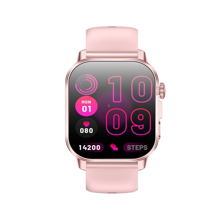 ET571 2.0 inch Color Screen BT Smart Watch Silicone Strap, Support Health Monitoring / ECG(Pink)