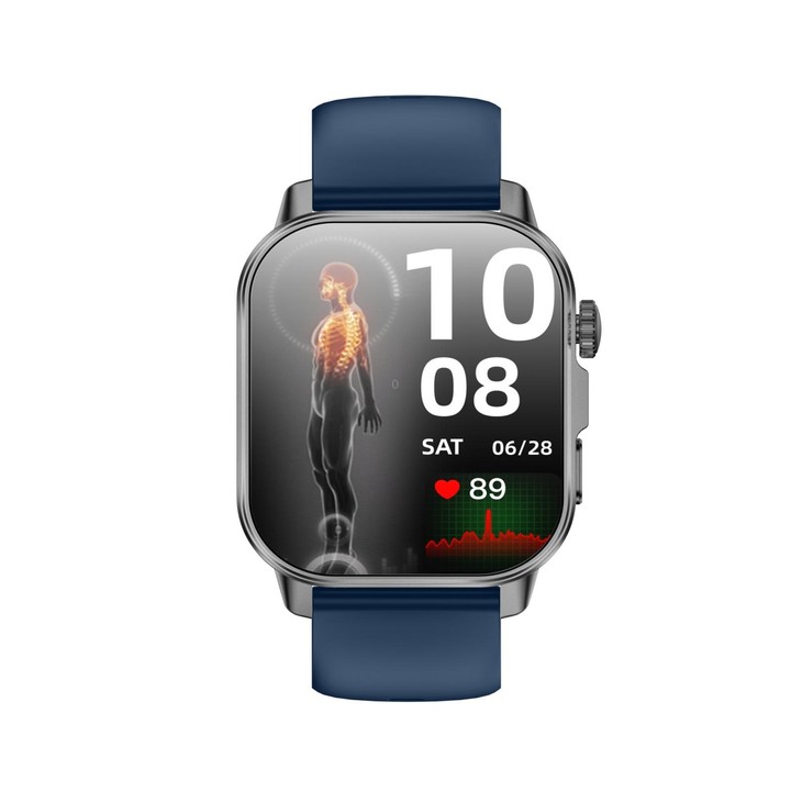 ET571 2.0 inch Color Screen BT Smart Watch Silicone Strap, Support Health Monitoring / ECG(Blue)