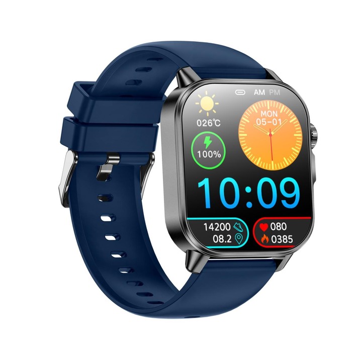 ET571 2.0 inch Color Screen BT Smart Watch Silicone Strap, Support Health Monitoring / ECG(Blue)
