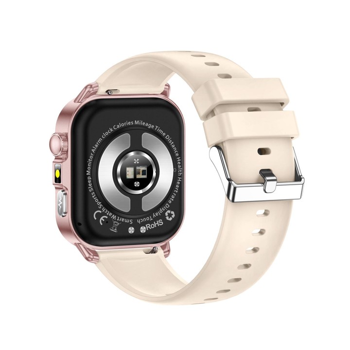 ET571 2.0 inch Color Screen BT Smart Watch Silicone Strap, Support Health Monitoring / ECG(Beige)