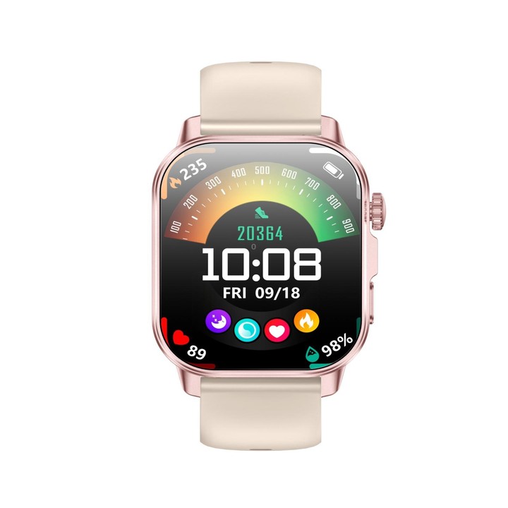 ET571 2.0 inch Color Screen BT Smart Watch Silicone Strap, Support Health Monitoring / ECG(Beige)