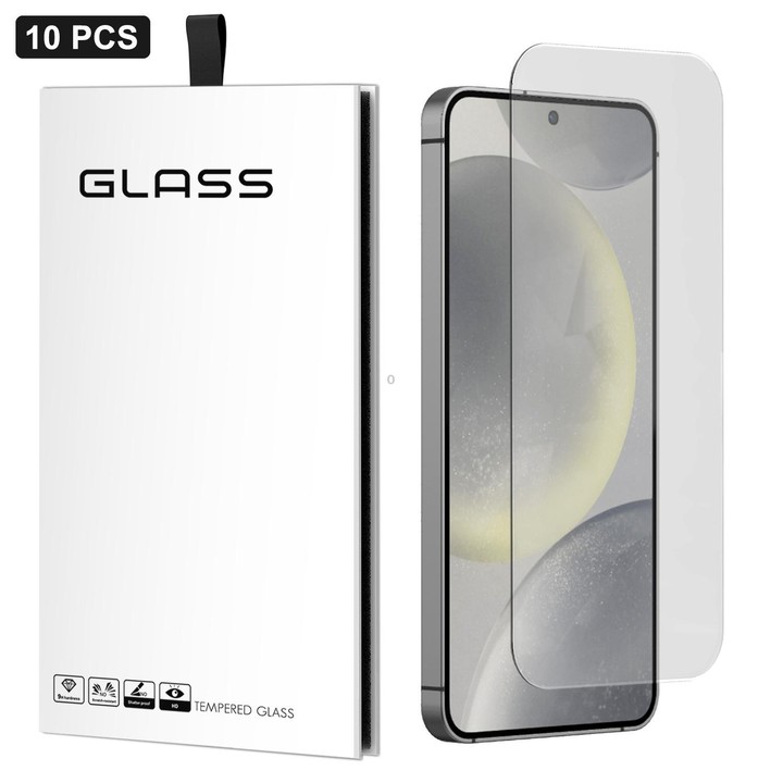 For Samsung Galaxy S24+ 5G 10pcs 3D Large Arc Half-Screen No White Border High-Aluminum Thick Adhesive HD Tempered Glass Film