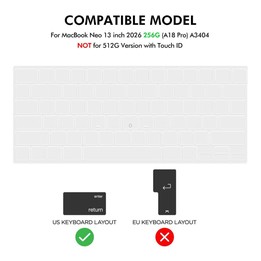 For MacBook Neo 13 inch 2026 (A3404) 256G ENKAY US Version 3 in 1 Crystal Protective Case with TPU Keyboard Film & PET Screen Pr