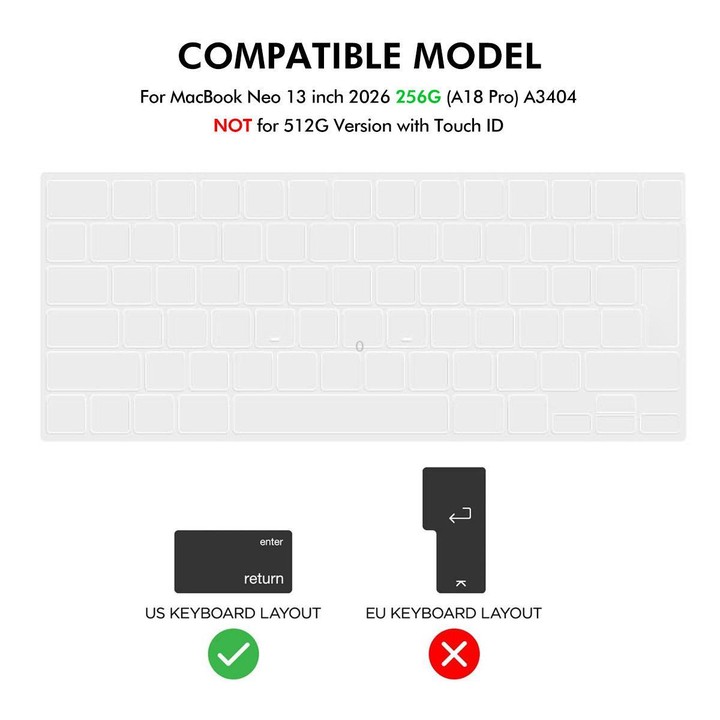 For MacBook Neo 13 inch 2026 (A3404) 256G ENKAY EU Version 3 in 1 Matte Protective Case with TPU Keyboard Film & PET Screen Prot