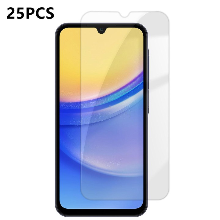 For Galaxy A15 25pcs High-Aluminum Semi-Screen Anti-Fingerprint HD Tempered Glass Film