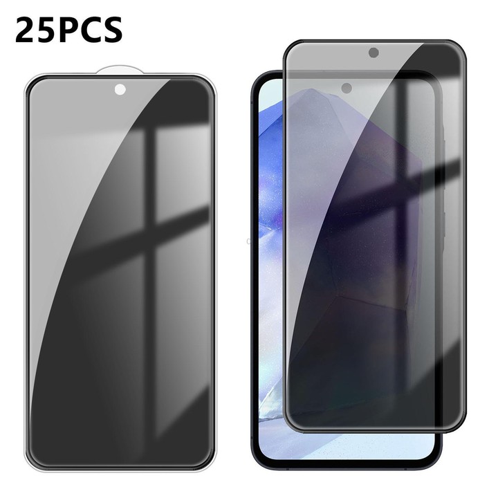 For Galaxy A55 5G 25pcs High-Aluminum Full-Coverage Anti-Fingerprint Screen-Printed Privacy Tempered Glass Film