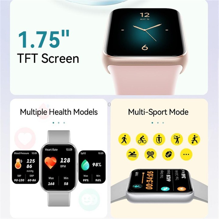 VS13 1.75 inch Color Screen BT Calling Smart Watch, Support Health Monitoring / Multiple Sports Modes(Black)