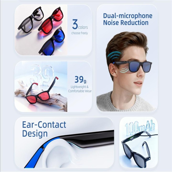 G60 Smart Glasses, Support Bluetooth Call / AI Audio Music(Red)