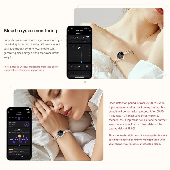 L6 Smart Watch Fashion Bracelet, Support Health Monitoring / Raise To Wake Screen(Silver)