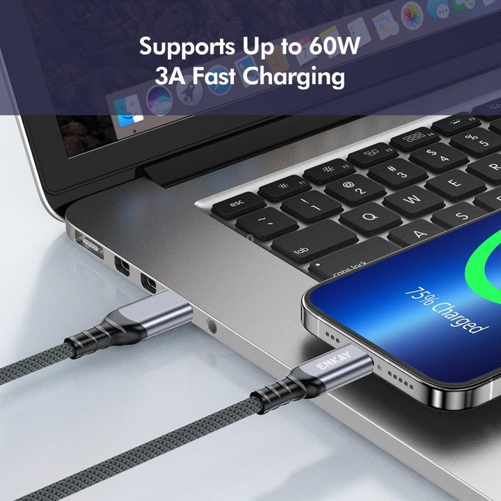 ENKAY ENK-CB188 USB 3.2 to Type-C 60W Fast Charging Cable 10Gbps Super Speed Data Transfer, Length:0.5m
