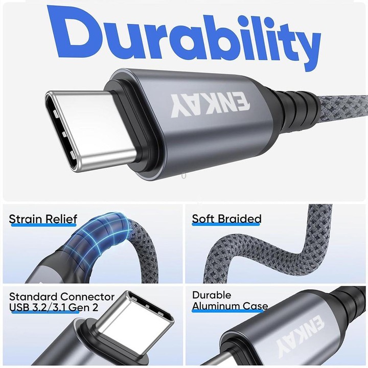 ENKAY ENK-CB188 USB 3.2 to Type-C 60W Fast Charging Cable 10Gbps Super Speed Data Transfer, Length:1.5m